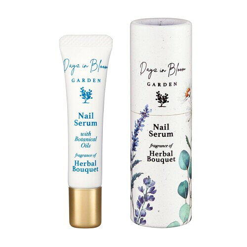 デイズインブルーム ガーデン とろみオイルのネイルセラム ハーバルブーケの香り 7mL(爪・甘皮用美容液)ギフト 母の日 ホワイトデー おしゃれ すてきお返し 卒業 入学 新生活 とろみオイルの爪用美容液。 商品紹介 ■爪や甘皮に乾燥で失われた油分を補給してうるおいとツヤを与え、健やかで美しい指先に。 ■6種の植物オイルと美容成分のスクワランを配合。 ■ベタつかない使用感で手指のマッサージにも。 ■心地よい花々とハーブのブレンドアロマに包まれます。 ■清々しいハーブと落ち着き感じるシトラスが織りなす、さわやかで心地よいハーバルブーケの香り。 原材料 ■成分 コメヌカ油、ヒマシ油、(パルミチン酸/ヘキシルデカン酸)デキストリン、香料、デカイソステアリン酸ポリグリセリル-10、シメチコン、アボカド油、オレンジ果皮油、スクワラン、トコフェロール、ホホバ種子油、ラベンダー油、水、BG、ヒアルロン酸Na、ゲットウ葉エキス 使用方法 ■爪や甘皮に適量を塗布し、ゆっくりなじませるようにマッサージしてください。 安全警告 ■本品は飲食物ではありません。 ■爪や肌に異常が生じていないかよく注意してご使用ください。 ■爪や肌に合わない時はご使用をおやめください。 ■爪や肌に傷 ■はれもの ■湿疹等異常のある時はご使用にならないでください。 ■爪や肌に赤み ■かゆみ ■刺激 ■はれ ■色抜け(白斑等)や黒ずみ等の異常があらわれた時はご使用を中止し皮膚科専門医等へご相談ください。そのままご使用を続けますと症状が悪化することがあります。 ■ご使用後はキャップをきちんと閉めてください。 ■高温多湿、直射日光を避け、乳幼児の手の届かないところで保管してください。 商品コード20078083318商品名デイズインブルーム ガーデン とろみオイルのネイルセラム ハーバルブーケの香り 7mL(爪・甘皮用美容液)ギフト 母の日 ホワイトデー おしゃれ すてきお返し 卒業 入学 新生活カラー白※他モールでも併売しているため、タイミングによって在庫切れの可能性がございます。その際は、別途ご連絡させていただきます。※他モールでも併売しているため、タイミングによって在庫切れの可能性がございます。その際は、別途ご連絡させていただきます。