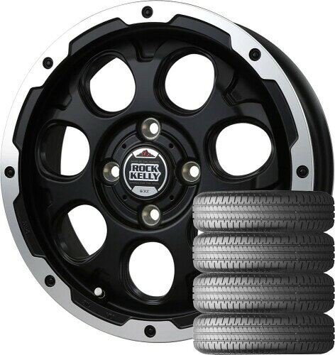 ロックケリー CALDERA (15×4.5J 4-100 +45) マットブラック/リップポリッシュ + BRIDGESTONE(ブリヂストン) NEWNO 165/55R15