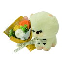 ポピー名古屋 ソープフラワー シャボンフラワー 造花 ギフト プレゼント ブーケ バラ 花束 約26.5cm ぬいぐるみ クリアケース付き SH-035 ホワイ...