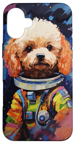 トイプードルスペース宇宙飛行士犬オーナー スマホケース iPhone 16 Plus 用
