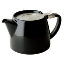フォーライフ(FOR LIFE) ティーポット 陶器 530ml 3杯用 茶こし付き 食洗機対応 蓋が落ちない 片手で注げる ブラック 黒 スタンプティーポット 309Bkg(3)