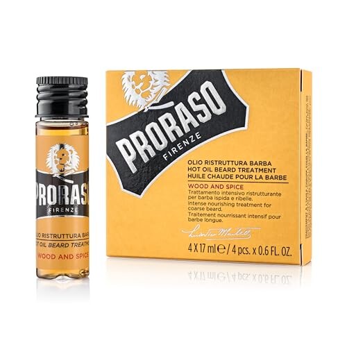 PRORASO (ポロラーソ) ホットオイルビアード ウッド&スパイス ビアードオイル アフターシェーブ トリートメント スタイリング イタリア製 17ml ×4本 4x17mL