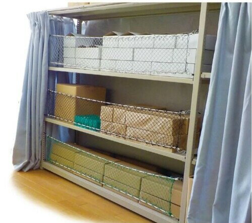 鵜沢ネット 棚落下防止ネット 棚用 落下防止 地震対策 網 転倒防止 ブラック ネットサイズ：400×800mm 網サイズ：600×900mm 59-205