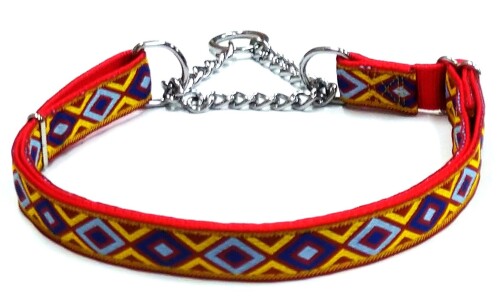 ONS アーガイルチョーク #10 レッド 猫・超小型犬用 ハーフチョーク首輪