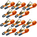 ベストアンサー 荷締め 固定ベルト ラッシングベルト タイダウン 破断荷重 2000kg ベルト幅 50mm 固定側 1m ラチェットベルト Iフック ロープフック対応 ラチェット式 巻側 7m 10本セット