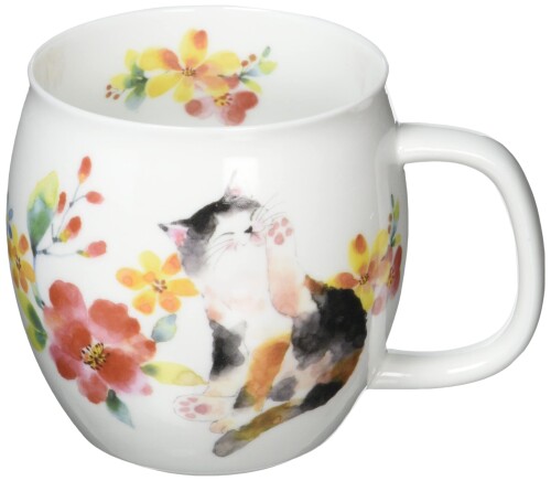 Rakuten - セラミック藍 花猫 マグカップ レッド サイズ：約[ファイ]7.8 H8.8 13388