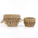 バスケット シーグラスフリンジ 2SETS:12x16x11cm、M:13x21x15cm
