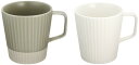 LIVING TALK cekutay マグカップ ペア はくさ/いし せん TSE102 グレー/ホワイト 23x10.5x9cm