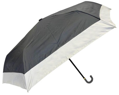 アテイン 折晴雨兼用ミニ バイカラー・レザー手元 ブラック 55cm 6709