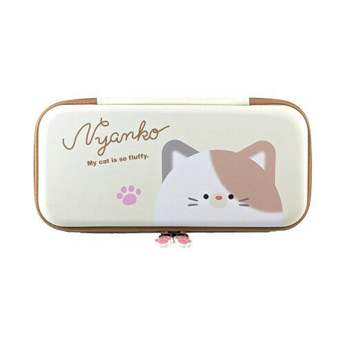 楽天マニッシュボーイアローン（Allone） おててシリーズ Switch/有機EL用 EVAカラーポーチ #Unipo Q-LiA みけねこ 12×4.8×26cm ゲーム 肉球みたいなファスナー 軽量&コンパクト130g メッシュポケット付き 落下防止固定バ