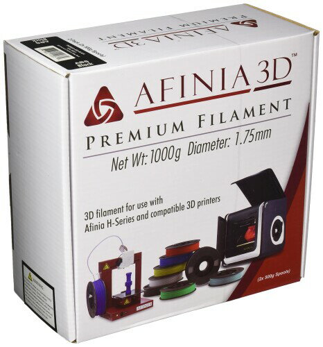 AFINIA(アフィニア) 3Dプリンター用フィラメント 1.75mm 純正プレミアムABSフィラメント 黒色 ブラック Black 1kg (500gx2パック) 【高精度】直径1.75mm ±0.1mmの寸法公差で製造されているため、プリント中のむらがなく出力品質が安定します。 【包装】フィラメントは、密閉乾燥剤入りのバッグによって包装されているため、乾燥状態を保ったまま外部環境から守られています。 【保管袋】開封後の湿気から守るため保管用袋が同梱されています。 【最適化】本製品は直径1.75mmを使用しているAFINIA Hシリーズを含むAFINIA 3Dプリンタに最適化されています。 説明 バリューABSフィラメントはAFINIAブランドのABSフィラメントです。サポートとラフトはモデルから簡単に分離できるため、寸法精度と高い公差を維持しながら優れた仕上げが得られます。 商品コード20068357428商品名AFINIA(アフィニア) 3Dプリンター用フィラメント 1.75mm 純正プレミアムABSフィラメント 黒色 ブラック Black 1kg (500gx2パック)型番PREM500-ABS-BLACKカラーブラック※他モールでも併売しているため、タイミングによって在庫切れの可能性がございます。その際は、別途ご連絡させていただきます。※他モールでも併売しているため、タイミングによって在庫切れの可能性がございます。その際は、別途ご連絡させていただきます。