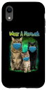 iPhone XR ニャーニャー猫のフェイスマスクを着用面白いキティニャー猫の恋人 スマホケース