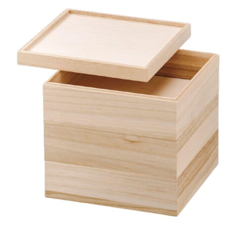 J-kitchens 重箱 日本製 3段 木製 6.5寸 桐額縁白木 20.1cm x 20.1cm x 19.5cm