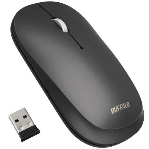 バッファロー ワイヤレス モバイルマウス 2.4GHz レシーバー付属 FLEXUS 薄型軽量 3ボタン 無線 静音 BlueLED MIL規格準拠 dpi切替(600/1200) プレゼンテーションモード搭載 節電モデル 最大582日使