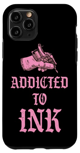 iPhone 11 Pro Addicted To Ink タトゥーガンマシン 面白い キュート タトゥースタイル スマホケース