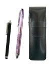 スリム牛革ペンケース黒 タッチペンと3メカジャパンクリアセット 紫 T23-ASB708-CL3M-V(3)