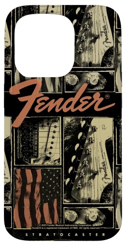 Fender Vintage Stratocaster Americana Distressed Collage スマホケース iPhone 15 Pro 用