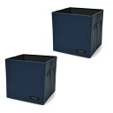 スタイルデコール(STYLE Decor) ファブリックボックス Sサイズ (26cm×26cm×26cm) 2個セット ネイビーブルー 収納ボックス おしゃれ...
