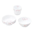 OGISO(おぎそ) サラサピンク 強化磁器食器3点セット (食洗機・レンジ対応) サラサ・ピンク S SET-0057
