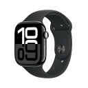 Apple Watch Series 10(GPS + Cellularモデル)- 46mmジェットブラックアルミニウムケースとブラックスポーツバンド - M/...