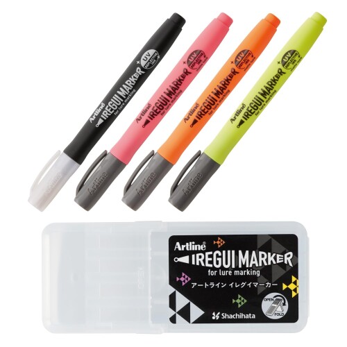シャチハタ Artline イレグイマーカー 筆 ケイムラマット 4本 ケース付き 1 KLF-F/KMM-4S1