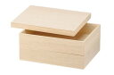 J-kitchens 重箱 2段 木製 9寸 長手富貴宝白木 お重箱 26.3cm x 20.0cm x 13.4cm 日本製