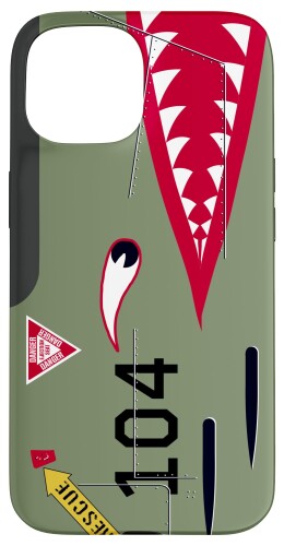 ビンテージ ミリタリー 戦闘機 ジェット飛行機 サメの歯付き スマホケース iPhone 15 用