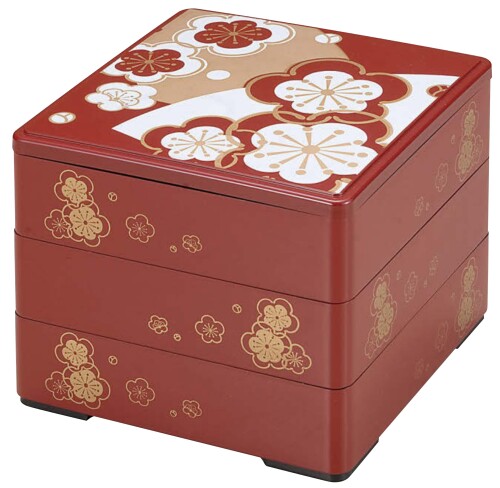 割烹漆器 若泉漆器 お重箱 ?6寸重 赤梅（内黒）3段 H-150-58A 6寸(約18cm x 18cm)です。 お正月のおせち料理をはじめ、運動会や花見の弁当箱としても使用できます。 蓋や段の外側が鮮やかな赤色で、縁起の良い梅の花が描かれています。 商品コード20081695517商品名割烹漆器 若泉漆器 お重箱 ?6寸重 赤梅（内黒）3段 H-150-58A型番H-150-58Aサイズ6寸（約18cm x 18cm）カラー朱※他モールでも併売しているため、タイミングによって在庫切れの可能性がございます。その際は、別途ご連絡させていただきます。※他モールでも併売しているため、タイミングによって在庫切れの可能性がございます。その際は、別途ご連絡させていただきます。