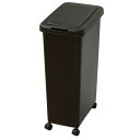 サンコープラスチック(SankoPlastic) ゴミ箱 ダストボックス スリムプッシュ 30L オールブラック 幅23.2×奥行36.8×高さ58.5cm 日本製 分別シール付き キャスター付き フタ付き おしゃれ シンプ
