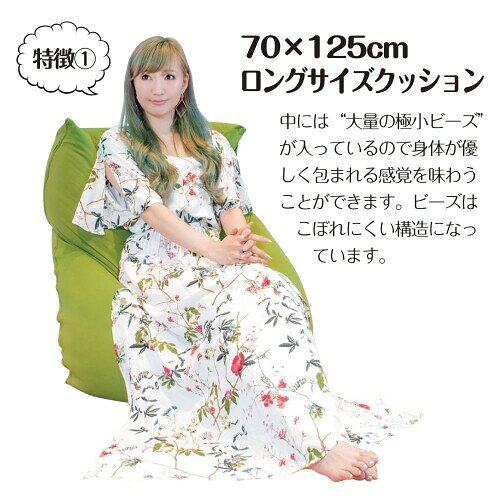 フレックス販売 ビーズクッション 日本製 ビーズバッグチェア 替えカバー ラージ グリーン BLL-1705C [3]