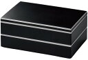 J-kitchens 重箱 2段 尺0長手W校倉 お重箱 艶消黒渕銀 30.8cm x 20.8cm x 13.5cm 日本製