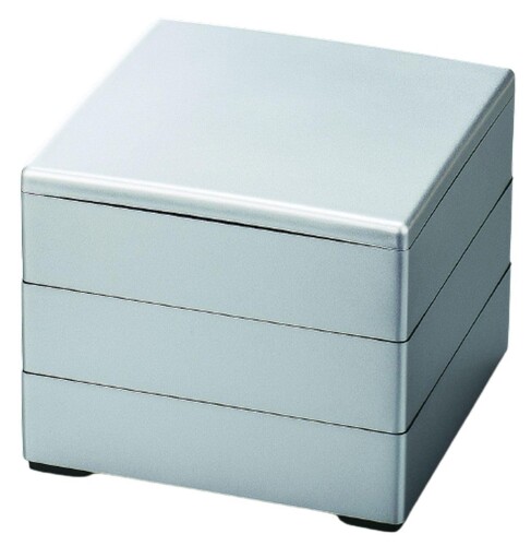 J-kitchens 日本製 重箱 3段 6.5寸 彩 銀 19.5cm x 19.5cm x 16.5cm