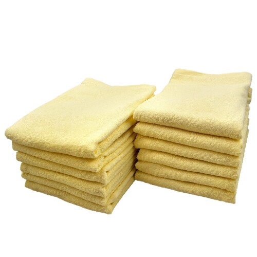 野村タオル(Nomura Towel) バスタオル 12枚 セット イエロー 綿100% 無地 60×120cm 業務用 薄手 新生活 mannishboy-24297419 マニッシュボーイ パッケージ画像