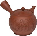 常滑焼 丸形 急須 1.5号 (本茶こし) 赤壁彫 K32-1