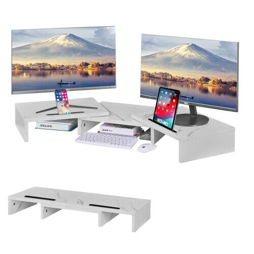 VECELO モニター台 卓上 パソコン台 机上台 卓上収納 文具収納 パソコンラック 目線が上がる ディスプレイ 台 pc台 デスク周り 便利グッズ モニタースタンド マーブル