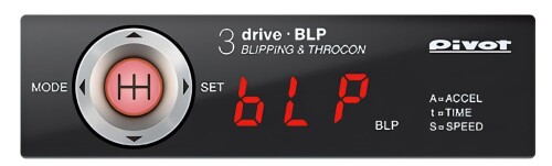 PIVOT ( ピボット ) 多機能スロコン 3-drive・ BLP本体 (MT車用) BLP 生産国:日本 ■スムーズな減速ができる! MT車専用のブリッピング機能付きスロコン。 ※オートブリッピングとは、マニュアル車で行うヒール &トゥのアクセル操作を自動的に行うシステムです。 ■走りや路面に応じたレスポンスが選べるスロコン ■ノーマルよりもレスポンスが上がる7段階のスポーツモード、レスポンスが下がる5段階の ECOモードの 3モードでスポーツ走行から滑りやすい路面、低燃費走行まで幅広くご仕様できます。 ■オートブリッピングはアクセル開度、動作時間、動作する最低速度を調整でき、お好みに応じた最適な設定が可能です。 ■エンジン始動後オートブリッピングスイッチを ONにし、設定速度以上でブレーキを踏みながらクラッチを踏むとオートブリッピングが動作します。 ■ご購入の前に、必ずPIVOTのホームページ(でご確認をお願い致します。 ※掲載画像はサンプルになりますので、実際の形状と色合い等が違う場合が有ります。 商品コード20081665554商品名PIVOT ( ピボット ) 多機能スロコン 3-drive・ BLP本体 (MT車用) BLP型番BLPサイズ22 x 78 x 14 mmカラーブラック※他モールでも併売しているため、タイミングによって在庫切れの可能性がございます。その際は、別途ご連絡させていただきます。※他モールでも併売しているため、タイミングによって在庫切れの可能性がございます。その際は、別途ご連絡させていただきます。