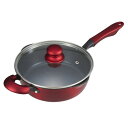 竹原製缶 IHリソースパン 22cm ガラス蓋付 赤