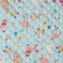 KIYOHARA 撥水 キルティング 生地 動物 105cm巾×50cmカット #6A サックスブルー レッスンバッグが作れるレシピ付き TY77K-50