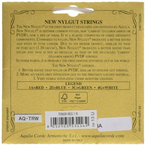 Aquila New Nylgut 13U ウクレレセット弦 テナー用 レギュラー(3rd巻線) AQ-TRW