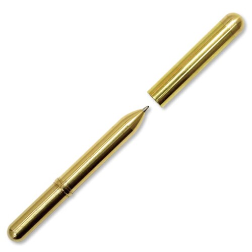 タキザワ 日本製 2023年型 真鍮無垢ネジキャップ式弾丸ボールペン 2本パック 金 V3-EGS2023-2