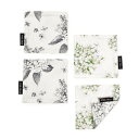スタイルデコール(STYLE Decor) コースター リバーシブル おしゃれ 布 4枚セット 洗える 北欧 花柄 ジャスミン ホワイト W3004420