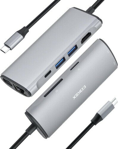 EOKEX 8 en 1 USB C ラップトップドッキングステーション MacBook アダプター マルチポート USB C ハブ HDMI、3 x USB 3.1、100W PD、RJ45、SD/TF パラ HP、MacBook Air/Pro、DELL XPS