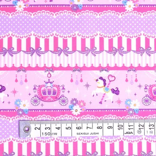 COLORFUL TEXTILE MARKET 生地スケアー布レースチュールとメリーゴーランド(ピンク)綿100% 110cmx300cm D0086130