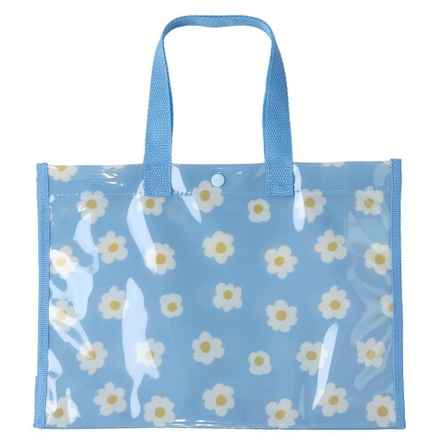 (ピンクセイル) プールバッグ 34x25x11 A4サイズ カバン 鞄 B：ポップフラワー/ブルー