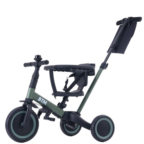 BTM 子供用三輪車 4in1 三輪車のりもの 押し棒付き ベビーカー 超軽量 自転車 安全バー付き 組み立て簡単 おもちゃ 乗用玩具 キックボード