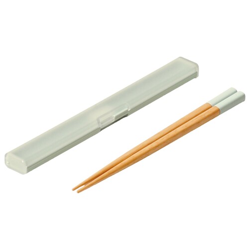 ansio 音がなりにくい 抗菌 箸 18cm スリム 箸箱 セット 天然木 ミント ブルー 食洗機 対応 日本製 HS-18