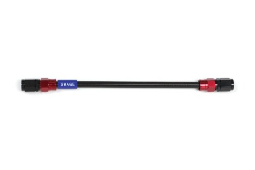 SWAGE LINE(スウェッジライン) イージーオーダーブレーキホース 汎用ホース ストレートフィッティング アルミ(レッド/ブラック) ブラックスモークホース 475mm RAKB-1010M-0475