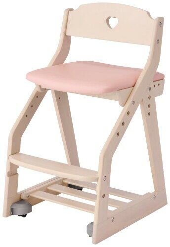 KOIZUMI(コイズミ) 4STEP Chair KDC-361 WWLP フォーステップ ラブリー チェア 木製 椅子 ホワイト ウォッシュ ライトピンク アイボリー 桃色 パステルカラー ハート 学習 勉強 サイズ：W413×D472～49
