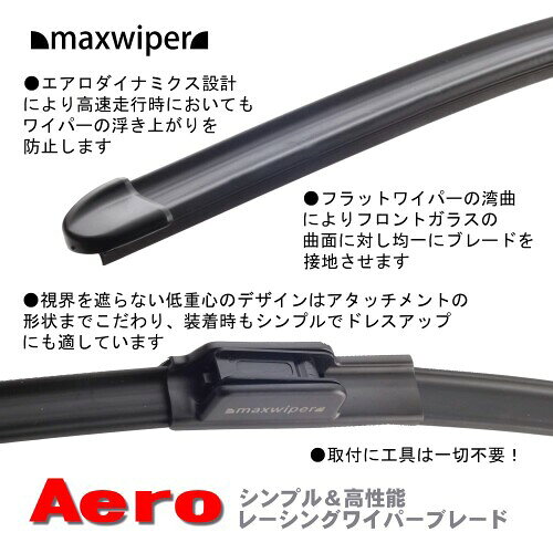マックスワイパー(maxwiper)ホンダ グレイス GM4.5.6.9 H26.12〜 RACING BLADE ワイパー 助手席側1本 mannishboy-24532981 マニッシュボーイ サンプル画像3