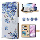 iitrust Galaxy S21 Ultra 5G ケース 手帳型 Galaxy S21 ケース SC-52B galaxys21 ケース ギャラクシーS21 カバー 耐衝撃 スマホケース 青い桜 フラワー アニメ